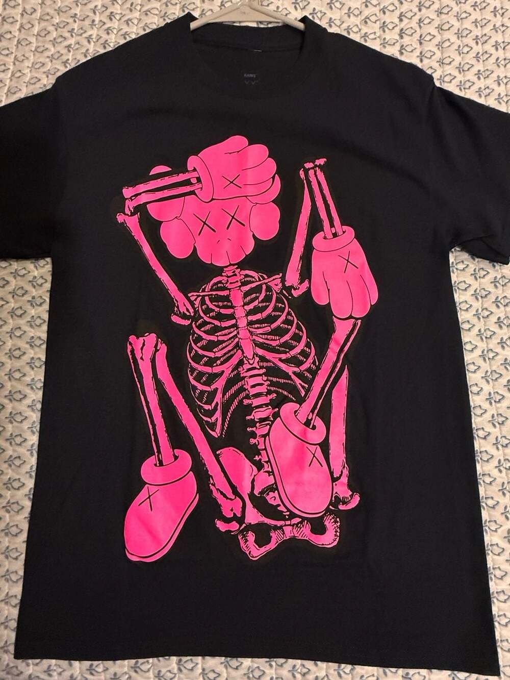 KAWS New Fiction Skeleton T-Shirt Black Pink Size S